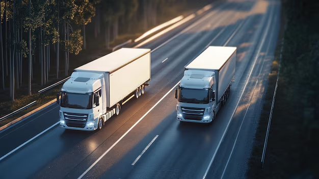 Two Semi Trucks Driving on a Highway _ Premium AI-generated image